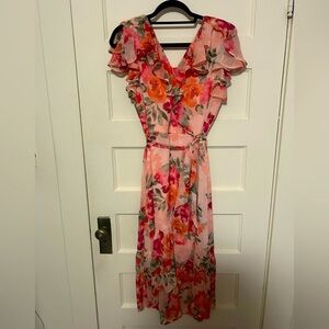 Floral Pink Ruffle Dress